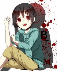  1boy black_hair btooom! kira_kousuke red_eyes short_hair 