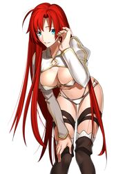  adjusting_hair alternate_hair_length alternate_hairstyle bent_over black_ribbon blue_eyes boots boudica_(fate) boudica_(third_ascension)_(fate) bra breasts brown_thighhighs chietori cleavage commentary_request fate/grand_order fate_(series) female grin groin hair_intakes hand_on_own_knee highleg highleg_panties highres leaning_forward leg_ribbon long_hair long_sleeves looking_at_viewer medium_breasts multi-strapped_panties panties red_hair ribbon shrug_(clothing) simple_background smile solo straight_hair strapless strapless_bra thigh_boots thigh_gap thigh_ribbon thighhighs underwear very_long_hair white_background white_bra white_panties 