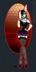  2017 albino alternative_fashion anthro biped bottomwear clothing digital_pack english_text female fishnet_clothing floppy_ears footwear fur gloves goth gumroad handwear high_heels keisha_makainn lagomorph leporid lop_ears mammal nightshade_(keisha_makainn) nylons patreon patreon_username piercing rabbit red_eyes redbubble shoes simple_background skirt solo text trad_goth url white_body white_fur 