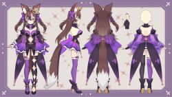  +_+ ahoge animal_ear_fluff animal_ears asymmetrical_gloves asymmetrical_legwear bell black_thighhighs boots bow breasts bridal_gauntlets brooch brown_hair cleavage clothing_cutout crown detached_sleeves double-parted_bangs dress fox_ears fox_girl fox_tail frilled_dress frills full_body gloves hairbow head_tilt heart heart_brooch high_heels highres indie_virtual_youtuber jewelry large_breasts long_hair looking_at_viewer mismatched_gloves mismatched_legwear mole mole_on_breast multicolored_hair nana_ann navel navel_cutout oerba_yun_fang open_mouth purple_bow purple_bridal_gauntlets purple_dress purple_eyes purple_footwear purple_nails purple_thighhighs reference_sheet rima_evenstar rima_evenstar_(rima_2.0) sidelocks skin_fang streaked_hair tail thighhighs twintails two-tone_hair virtual_youtuber white_hair 