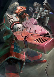  armored_core highres holding holding_weapon hukutuuprunes mecha nineball no_humans robot weapon 