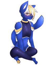  2023 4:5 4_toes alpha_channel anthro arm_tuft barefoot belly_tuft biped black_eyeliner blonde_eyebrows blonde_hair blue_body blue_clothing blue_crop_top blue_ears blue_fur blue_legwear blue_shirt blue_thigh_highs blue_topwear blush bottomless cheek_tuft choker clothed clothing collar crop_top crossed_legs digital_drawing_(artwork) digital_media_(artwork) domestic_cat e621 ears_up elbow_tuft eyebrows eyelashes eyeliner facial_tuft feet felid feline felis femboy footless_legwear full-length_portrait fur hair hands_covering_crotch hands_in_lap handwear head_tuft hexerade jewelry legwear looking_at_viewer lotus_pose makeup male mammal markings mascot midriff necklace pawpads plantigrade portrait pupils shaded shirt short_hair shoulder_tuft signature simple_background sitting skinny soft_lighting soft_shading solo spandex tail thigh_highs thin_tail tight_clothing toes topwear transparent_background tuft twinkworshiper8 white_clothing white_handwear white_inner_ear yellow_choker yellow_collar yellow_eyes yellow_jewelry yellow_necklace yellow_nose yellow_pawpads 