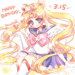  bishoujo_senshi_sailor_moon blonde_hair blue_eyes blue_sailor_collar blue_skirt boots bow brooch choker commentary_request crown dated double_bun elbow_gloves female gloves hair_bun hair_ornament hairpin happy_birthday heart heart_brooch heart_crown jewelry knee_boots long_hair looking_at_viewer lowres magical_girl pink_bow princess_sailor_moon red_choker sailor_collar sailor_moon sailor_senshi_uniform shirataki_kaiseki signature sitting skirt smile solo tsukino_usagi twintails white_background white_crown white_footwear white_gloves 