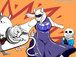  2016 4:3 animated_skeleton anthro blood bodily_fluids bone boss_monster_(undertale) bovid breasts caprine clothed clothing digital_media_(artwork) duo female fur gaiki gesture hand_gesture jerry_(undertale) male mammal open_mouth punch sans_(undertale) simple_background skeleton smile teeth thumbs_up toriel undead undertale undertale_(series) white_body white_fur 