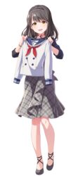  female full_body grey_hair highres hoshimi_private_high_school_uniform idoly_pride official_art open_mouth qp:flapper saeki_haruko_(idoly_pride) school_uniform short_hair solo tachi-e transparent_background yellow_eyes 