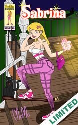  blonde_hair blue_eyes fanart feline grown_up magic momokarin01 purse sabrina:_the_animated_series sabrina_spellman sabrina_the_teenage_witch salem_sagerhagen witch 