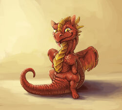  chibi deanosaior deanosaior_(character) dragon european_mythology feral male mythological_creature mythological_scalie mythology red_body red_scales scales scalie simple_background sitting smile solo tail thick_tail western_dragon yellow_eyes 