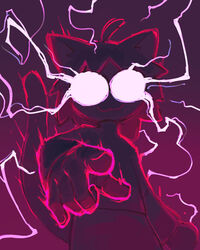  2024 5_fingers ahoge aura biped bottomwear clothing colored digital_media_(artwork) domestic_cat electricity empty_eyes featureless_hands felid feline felis female fingers gesture glowing glowing_eyes glowing_silhouette gradient_background hair half-length_portrait hand_gesture hi_res highlights_(coloring) light lighting lightning looking_at_viewer mammal neco-arc outline pink_background pointing pointing_at_viewer portrait purple_background restricted_palette shaded simple_background skirt soaphisoap solo standing sweater tail topwear tsukihime turtleneck type-moon 