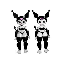  1:1 anthro armwear clothing female female/female glistening glistening_clothing hi_res humanoid kuromi latex latex_armwear latex_clothing latex_legwear latex_thigh_highs legwear onegai_my_melody rezon8ter sanrio solo thick_thighs thigh_highs 