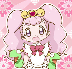  :d ^_^ apron closed_eyes commentary_request company_connection doublas_m2 female frills go!_princess_precure hand_puppet heart heart-shaped_pupils maid_apron nakki_(hibi_jikomankitsu) open_mouth photoshop_(medium) pink_hair precure puff_(go!_princess_precure) puff_(go!_princess_precure)_(human) puppet purple_eyes ribbon robot_girls_z smile solo symbol-shaped_pupils toei_animation touyama_nao voice_actor_connection 