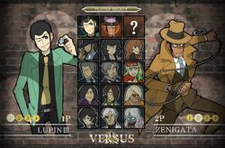  2girls 6+boys ;) arsene_lupin_iii brick_wall brown_hair character_request character_select coat commentary_request cuffs detective diamond_(gemstone) fedora green_jacket hand_in_pocket handcuffs hat ishikawa_goemon_xiii jacket jigen_daisuke kyousuke_mamo lupin_iii mamo_(lupin_iii) mine_fujiko multiple_boys multiple_girls nix_(lupin_iii) one_eye_closed oscar_(lupin_iii) pycal rebecca_rossellini robson_zuccoli rope saku_(u-39mero) short_hair smile spotlight target trench_coat zenigata_kouichi 