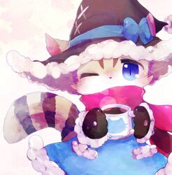  blue_eyes cat_busters chikuwa222 coffe cup cup_tea feline female furry hat 