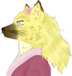  anthro asian_clothing canid canine clothing east_asian_clothing female flower fluffy fox fuzzy grey_eyes japanese_clothing kimono mammal plant sleepymomo smile solo 