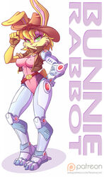  2017 anthro archie_comics big_breasts breasts bunnie_rabbot clothing cowboy_hat cybernetics cyborg female hat headgear headwear lagomorph leporid machine mammal nipple_outline rabbit sallyhot sega solo sonic_the_hedgehog_(archie) sonic_the_hedgehog_(comics) sonic_the_hedgehog_(series) teamacorn 