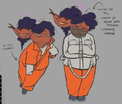  ambiguous_gender anthro black_hair bored brown_body brown_fur clothing cutoffcutiemark domestic_cat english_text felid feline felis fur hair mammal mask orange_clothing prison_uniform prisoner restrained restraints small_(cutoffcutiemark) solo straitjacket text 