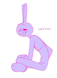  absurd_res anthro clothed clothing enaic31 glitch_productions hi_res japanese_text jax_(tadc) lagomorph leporid male mammal monochrome rabbit simple_background sitting smile smirk solo text the_amazing_digital_circus translation_request white_background 