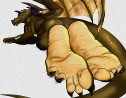  claws dragon feet foot_fetish foot_focus hudson_(zp92) lying male mythological_creature mythological_scalie mythology on_front pose robinthefox scalie soles solo teasing toes 