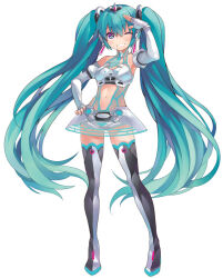  aqua_eyes aqua_hair bare_shoulders black_footwear boots clothing_cutout contrapposto dress elbow_gloves female full_body gloves goodsmile_racing grin hair_ornament hand_on_own_hip hatsune_miku headpiece long_hair looking_at_viewer microskirt midriff navel necktie official_art one_eye_closed race_queen racing_miku racing_miku_(2012) salute second-party_source see-through see-through_dress see-through_necktie senri_gan short_necktie simple_background skirt smile solo split-color_clothes standing stomach_cutout tachi-e thigh_boots twintails very_long_hair vocaloid white_background white_footwear white_gloves 