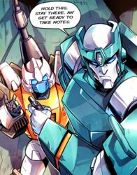  2015 2boys age_difference autobot cigar commentary_request dataglitch english_text guzzle kup_(transformers) male_focus mecha multiple_boys no_humans robot science_fiction signature speech_bubble the_transformers_(idw) transformers 