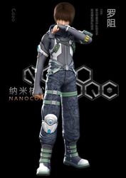  1boy 3d character_request chinese gun mecha nanocore poster science_fiction weapon 