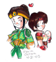  1boy female liu_bei lowres shin_sangoku_musou sun_shang_xiang 