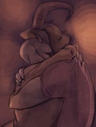  anthro asgore_dreemurr bodily_fluids boss_monster_(undertale) bovid caprine comforting crying darkriallet duo female horn hug long_ears male mammal romantic romantic_couple tears toriel undertale undertale_(series) 