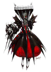  commentary_request hades_(persona_2) headdress highres no_humans persona persona_2 persona_2_tsumi photoshop_(medium) puffy_pants shaliva skull staff 