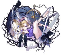  ankle_cuffs ark_order babydoll bare_legs bare_shoulders barefoot bed_sheet bird black_bow blonde_hair blue_eyes bow breasts bridal_garter crow crown crystal female flower full_body hairbow hatoyama_itsuru large_breasts looking_at_viewer lying official_art on_back open_mouth pillow purple_babydoll rose sleeping_beauty sleeping_beauty_(ark_order) sleeping_beauty_(character) solo spindle spinning_wheel thorns transparent_background variant_set white_flower white_rose wrist_cuffs 