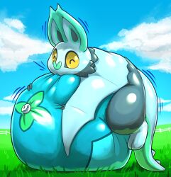  2025 absurd_res ambiguous_gender animate_inanimate anthro belly big_belly bite blimp_fruit_(super_mario_galaxy_2) digital_media_(artwork) fan_character fence food fruit generation_6_pokemon glistening glistening_body grass green_body hi_res huge_belly hyper hyper_belly inflatable latex_body living_inflatable membrane_(anatomy) membranous_wings nintendo noibat nozzle outside plant pokemon pokemon_(species) pokemon_berry sexotheque spiked_tail spikes spikes_(anatomy) tail wings yellow_sclera 