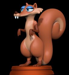  3d_(artwork) 3d_modeling 3d_print anthro blue_eyes blue_sky_studios brwn_body digital_media_(artwork) female fur half-closed_eyes hi_res ice_age_(series) makeup mammal narrowed_eyes raised_tail rodent sciurid scratte_(ice_age) sillytoys simple_background smile solo standing tail teeth tree_squirrel 