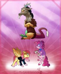  antlers blush chimera discord_(mlp) draconequus earth_pony equid equine fluttershy_(mlp) friendship_is_magic group hasbro hi_res horn horse hybrid mammal miz-jynx my_little_pony mythological_creature mythological_equine mythology pegasus pinkie_pie_(mlp) pony wings 