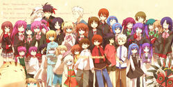  6+boys 6+girls a-chan_senpai absurdres aged_down aikawa_(little_busters!) bow commentary_request copyright_name dual_persona english_text engrish_text everyone eyepatch futaki_kanata highres inohara_masato kamikita_komari kamikita_takuya kawagoe_rei koshiki_miyuki kurugaya_yuiko little_busters! miyazawa_kengo multiple_boys multiple_girls nakamura_yukari_(little_busters!) naoe_riki natsume_kyousuke natsume_rin nishizono_midori nishizono_mio noumi_kudryavka pink_bow ranguage saigusa_haruka sasasegawa_sasami shenbei_xiaoqiu suginami_mutsumi time_paradox tokido_saya watanabe_sakiko 