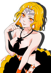  bad_id bad_pixiv_id bishoujo_senshi_sailor_moon bishoujo_senshi_sailor_moon_s black_skirt blonde_hair circlet collarbone commentary_request cowboy_shot female highres looking_at_viewer mana0311 mimete_(sailor_moon) orange_eyes short_hair skirt smile solo star_(symbol) twitter_username white_background witches_5 