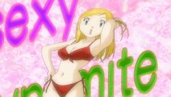  animated animated barefoot bikini digimon digimon_frontier female female happy hat long_hair one-piece_swimsuit orimoto_izumi smile swimsuit talking wink 