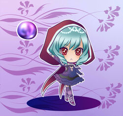  chibi dance0dance female gothic_lolita hood lolita_fashion namco orb red_eyes silver_hair soul_calibur soulcalibur_v thighhighs viola_(soulcalibur) 