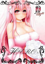  bad_id bad_pixiv_id breasts cleavage dress female headphones heart heart-shaped_pupils highres huge_breasts ishikei_(style) light_smile long_hair mapar nitroplus pink_eyes pink_hair solo super_sonico symbol-shaped_pupils wedding_dress 