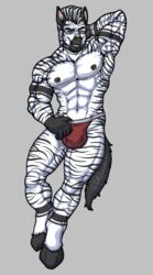  abs absurd_res anthro biceps clothing donovan_(disambiguation) equid equine fur green_eyes hi_res kobu_art looking_at_viewer male mammal muscular muscular_anthro muscular_male navel nipple_piercing nipples pecs piercing solo striped_body striped_fur stripes zebra 