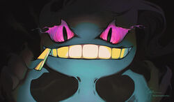  2023 ambiguous_gender ambiguous_humanoid banette big_eyes bust_portrait caymartworks chromatic_aberration eye_mist front_view generation_3_pokemon ghost grainy grey_background grin hi_res holding_zipper_pull_tab humanoid icon light lighting looking_at_viewer nintendo not_furry pink_eyes pokemon pokemon_(species) portrait pupils simple_background slit_pupils smile spirit zipper zipper_mouth 