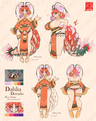  antennae blush bracelet breasts clenched_hand close-up commission commissioner_name cropped_legs english_text facing_away female from_behind from_side full_body gradient_background green_tail grid_background hair_over_shoulder highres jewelry large_breasts large_tail long_bangs long_hair looking_at_viewer monster_girl multicolored_eyes multicolored_tail multiple_views open_hand open_mouth orange_hair orange_tail original pink_tail puff_of_air purple_hair reference_sheet shoes shrimp shrimp_girl sparkle straight-on tail thick_thighs thighs twitter_username typo uni_(oni_unicorn) watermark white_background yellow_background yellow_footwear 