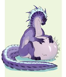  absurd_res belly big_belly capcom cmitchell digestion dragon fanged_wyvern feral grin hi_res hyper male monster_hunter mythological_creature mythological_scalie mythology overweight purple_body scalie simple_background sitting smile solo tail teeth tobi-kadachi 