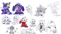  16:9 angoramon anthro appmon appmon_(species) bandai_namco betelgammamon black_sclera book cape clothing digimon digimon_(species) digimon_ghost_game electronics female gammamon group gulusgammamon hackmon_(appmon) hair hair_over_eyes headphones hi_res horn jellymon long_ears male multiple_images musimon offmon reading spritezstar widescreen 