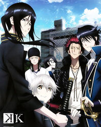  6+boys absurdres black_hair building cloud copyright_name day fushimi_saruhiko glasses grey_hair hat highres isana_yashiro k-project katana key_visual long_hair male_focus multiple_boys munakata_reishi official_art outdoors ponytail promotional_art red_hair sky smile suoh_mikoto sword umbrella weapon yatogami_kurou yellow_eyes 