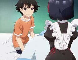  1boy anime_screenshot bed female kagurazaka_kimito kujou_miyuki maid ore_ga_ojou-sama_gakkou_ni_&quot;shomin_sample&quot;_toshite_rachirareta_ken 