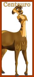  2023 absurd_res black_eyebrows border brown_body brown_facial_hair brown_fur brown_goatee brown_hair brown_nose claws crossed_arms digital_media_(artwork) equid equid_taur equine equine_taur eyebrows facial_hair fangs finger_claws fur goatee hair herpestid hi_res hooves horse male mammal mammal_taur meerkat mustelo10900 nude nude_male nude_taur orange_border quadruped simple_background solo spanish_text split_form standing tan_body tan_fur taur teeth text translated unguligrade white_background 