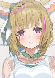  animal_ear_fluff animal_ears bad_id bad_pixiv_id blonde_hair breasts brown_hair commentary_request female fox_ears highres hololive icehotmilktea medium_breasts multicolored_hair official_alternate_costume official_alternate_hair_length official_alternate_hairstyle omaru_polka omaru_polka_(street_casual) parted_lips pink_hair purple_eyes purple_hair see-through solo streaked_hair tank_top upper_body virtual_youtuber white_tank_top 