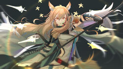  absurdres ahoge animal_ear_fluff animal_ears arknights arm_up armor belt black_background black_gloves blonde_hair breasts brown_eyes closed_mouth cowboy_shot dress female floating floating_object gloves headset highres holding holding_polearm holding_weapon horse_ears horse_girl horse_tail large_breasts long_hair long_sleeves looking_at_viewer midriff naoel_(naoel_art) nearl_(arknights) nearl_the_radiant_knight_(arknights) polearm shoulder_armor sideless_outfit simple_background smile solo tail very_long_hair weapon white_dress 