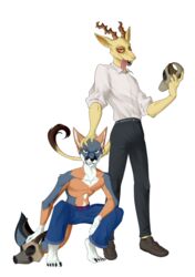  alpha_channel antelope anthro athletic beastars bovid canid canine duo eye_spots fan_character felid fox gazelle grey_fox hi_res hybrid leopard male mammal melon_(beastars) pantherine tagme urocyon zoecinno 