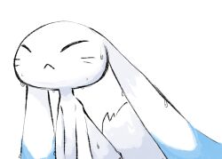  2024 2024_pokemon_gigaleak ambiguous_gender beta_pokemon_games blue_body blue_fur closed_eyes english_description fur lagomorph loyaldis mammal nintendo pokemon serious simple_background solo tail warabbit wet wet_body wet_fur white_background white_body white_fur 