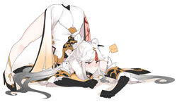  ... arm_rest black_gloves china_dress chinese_clothes dress elbow_gloves flexible fur_collar genshin_impact gloves hair_ornament hair_stick hairpin hands_on_ground highres hinagi_(fox_priest) jack-o&#039;_challenge leg_tattoo long_hair meme ningguang_(genshin_impact) parted_bangs red_eyes speech_bubble spread_legs tassel tattoo top-down_bottom-up white_background white_hair wide_spread_legs 