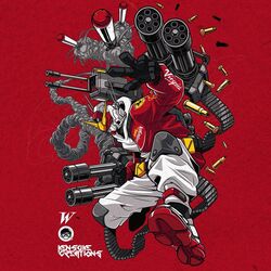  artist_name chain_gun clenched_hand clothed_robot commentary english_commentary fashion ferrari gundam gundam_heavyarms gundam_wing hood hoodie jacket jumping kensuke_creations looking_down mecha missile missile_pod no_humans open_hand pants radio_antenna red_background red_jacket robot science_fiction shell_casing shoes sneakers solo streetwear sweatpants v-fin virgin_(company) white_hoodie white_pants yellow_eyes 